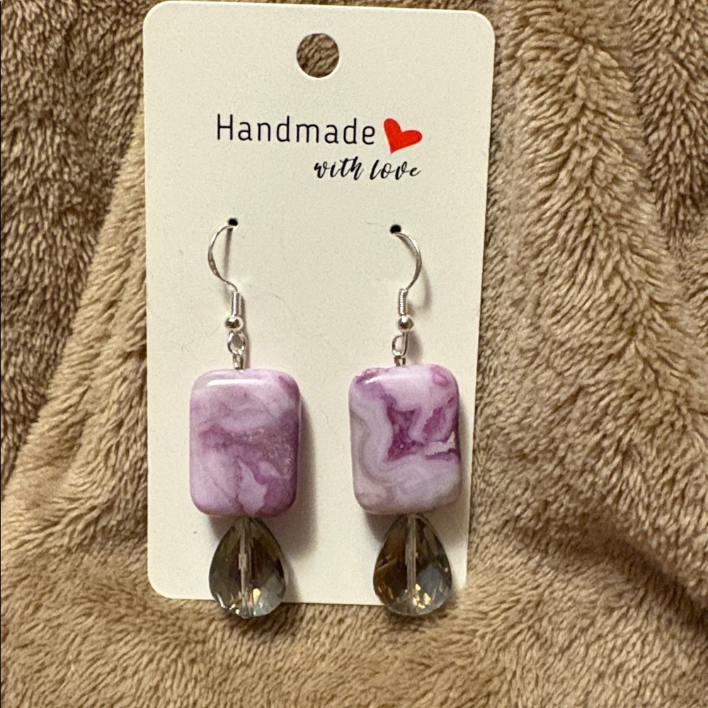 Handmade Purple and Silver Earrings